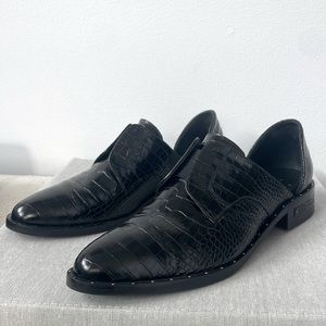 Freda Salvador
Women's Black Leather Croc Embossed D'Orsay Loafers size 8